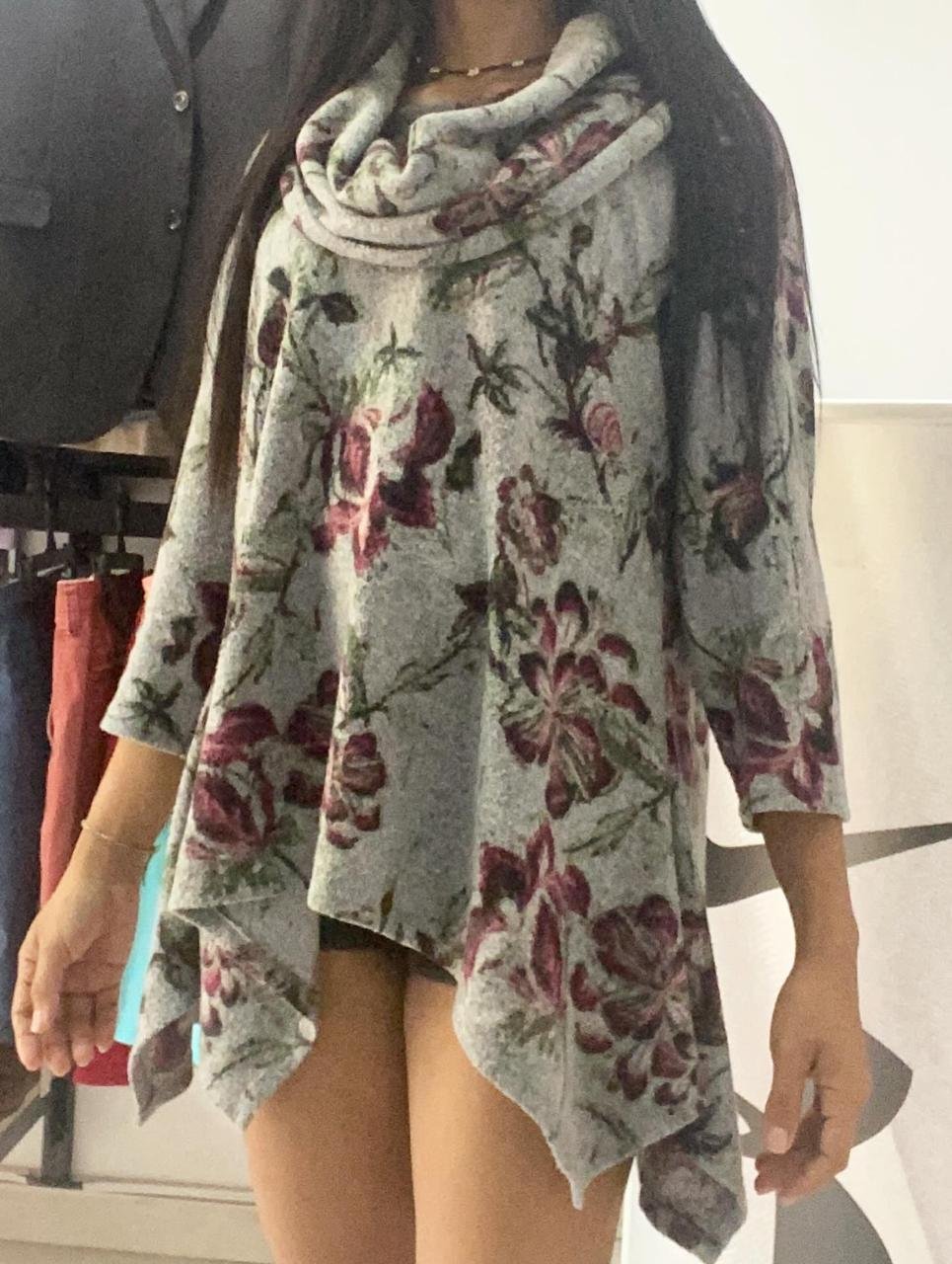 Saco New Directions Gris de Lana con Estampado Floral